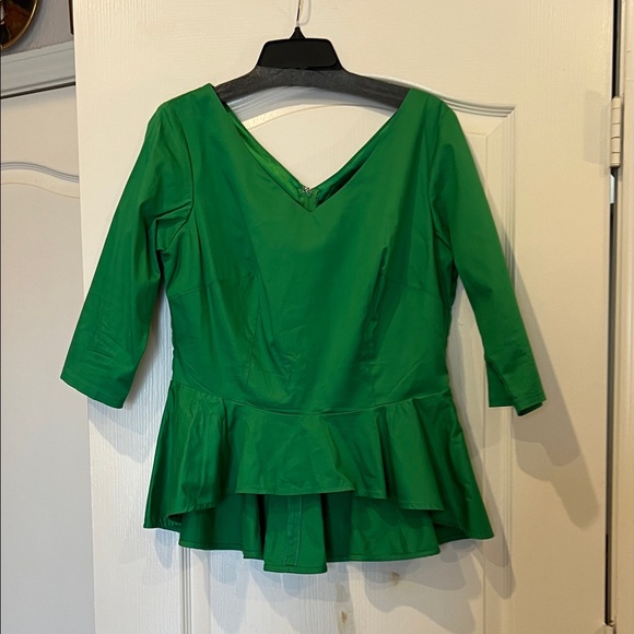 Pinup Couture Vibrant Green Haley Peplum Blouse Size XL - Picture 2 of 5